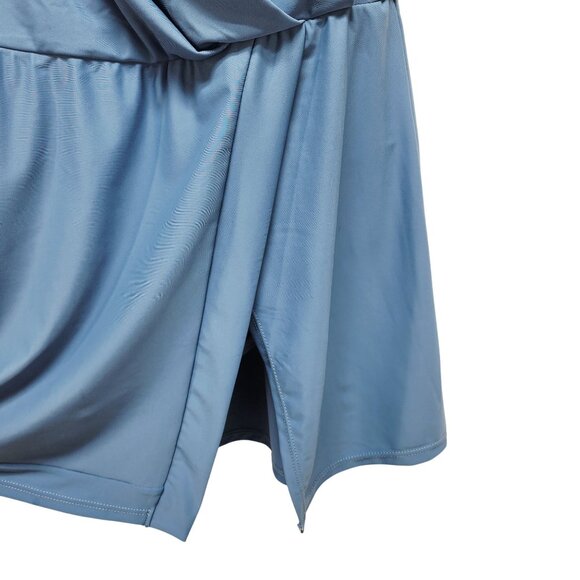 Blue One-Piece Swim Dress With Adjustable Straps & Built-In Bottoms Size L - Picture 7 of 10